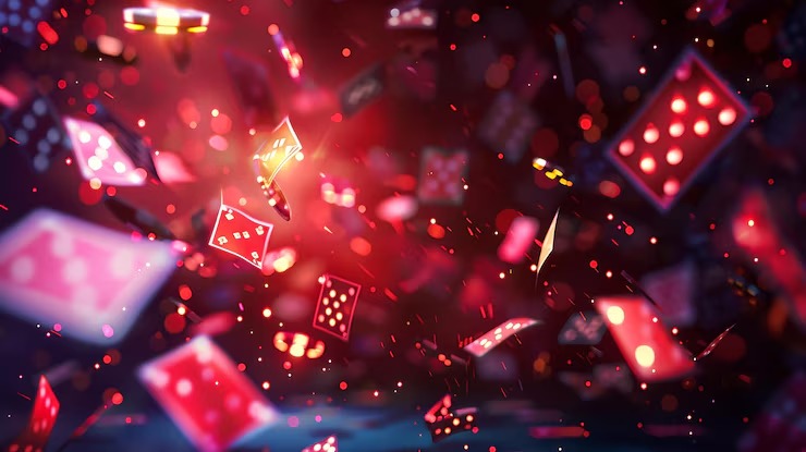 BetFusion é exemplo de inovação e segurança em apostas e cassino online 1 um fundo vermelho e preto com cartas de jogo voando no ar brilhando com efeitos de luz rosa 1175634 10489